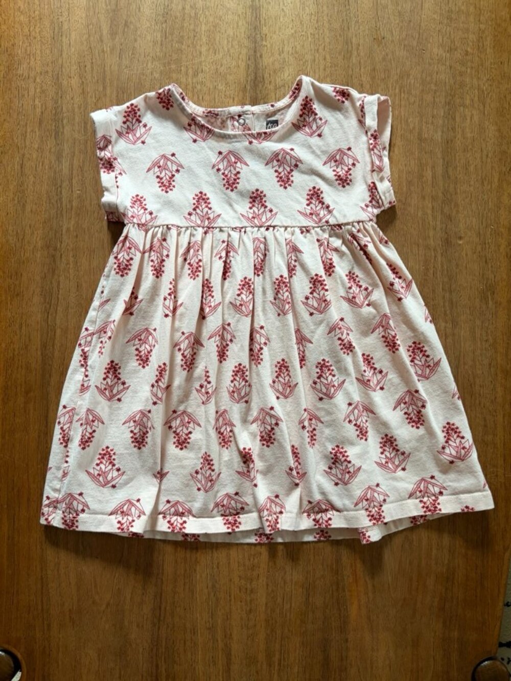 Beautiful Tea Collection dress, 3T, empire waist pink flutter Indian Block Agave